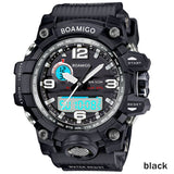 BOAMIGO brand men sports watches dual display analog digital LED Electronic quartz watches 50M waterproof swimming watch F5100