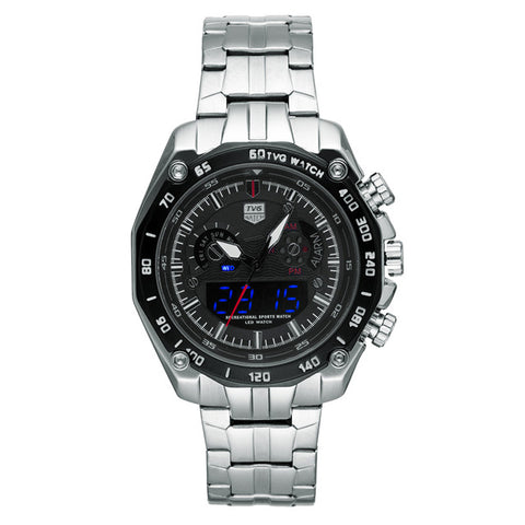 TVG Top Luxury Brand Men Full Steel Watches Men's Quartz Analog Digital LED Clock Man Fashion Sports Army Military Wrist Watch