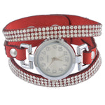 Doreen Box Velvet Quartz Wrist Watches Multicolor Clear Women Jewelry Rhinestone Battery Included 21cm(8 2/8") long, 1 Piece