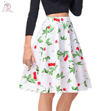 White And Black High Waist Cherry Print Pleated Skirt Womens 2018 Summer Vintage Fashion Mini Skirts Jupe Femme Bottom Wear